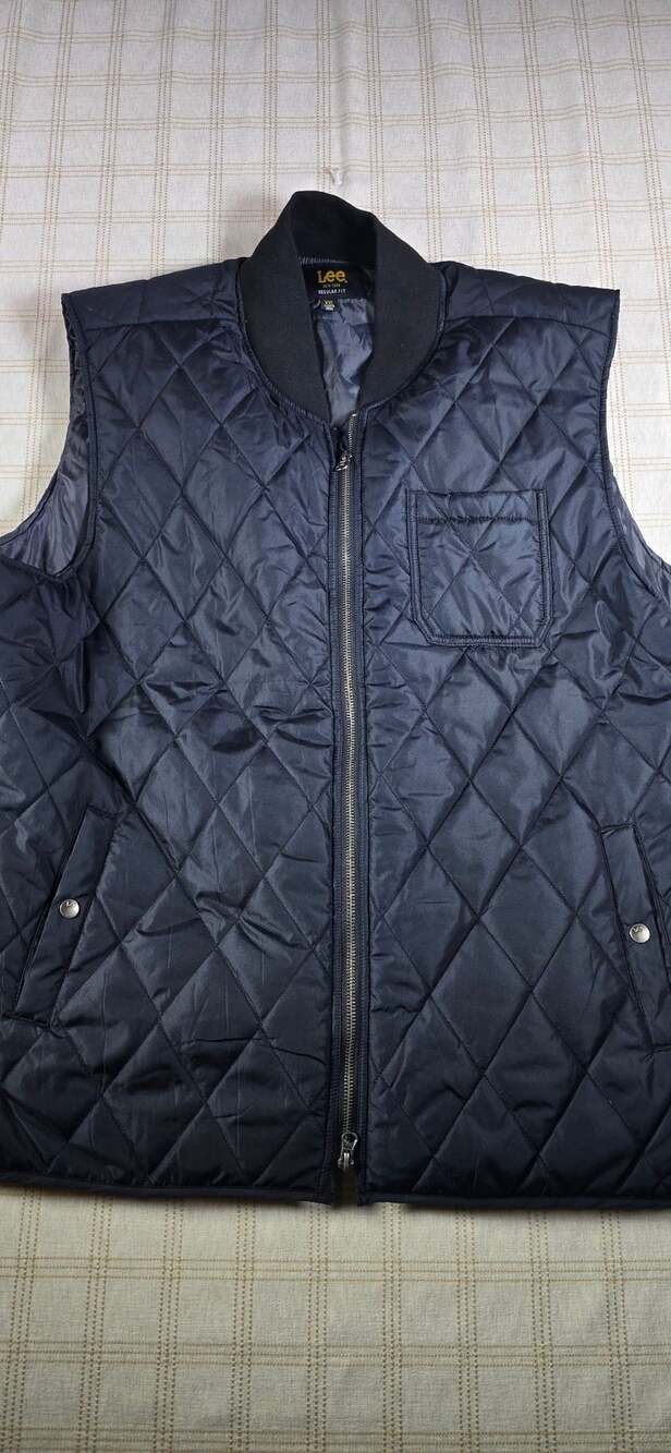 Lee Quilted Vest Size XXL Black Full Zip Regular Fit